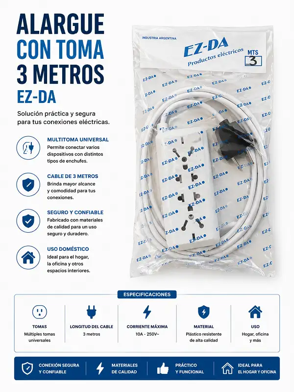 Alargue C/Toma 3m EZ-DA