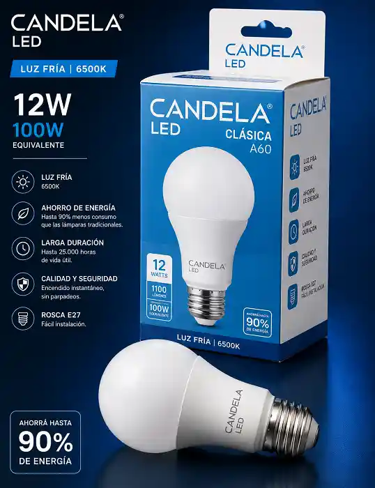 Foco LED 12W Luz Fria Candela