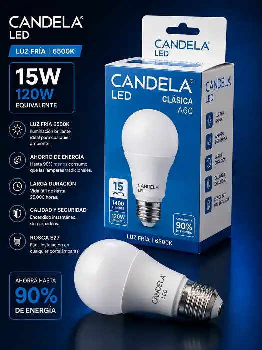Foco LED 15W Luz Fria Candela