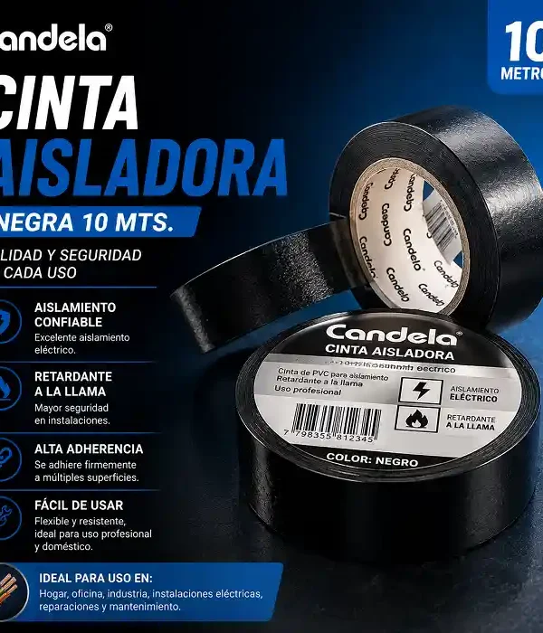 Cinta Aisladora 10m Negra Candela