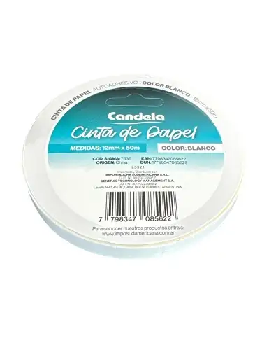 Cinta de Papel 12mm 50m Candela