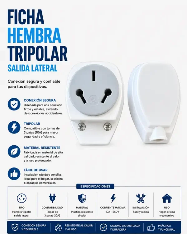 Ficha Hembra Tripolar S/Lateral