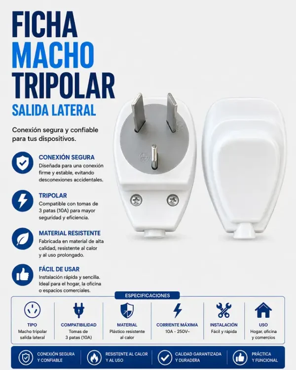 Ficha Macho Tripolar S/Lateral