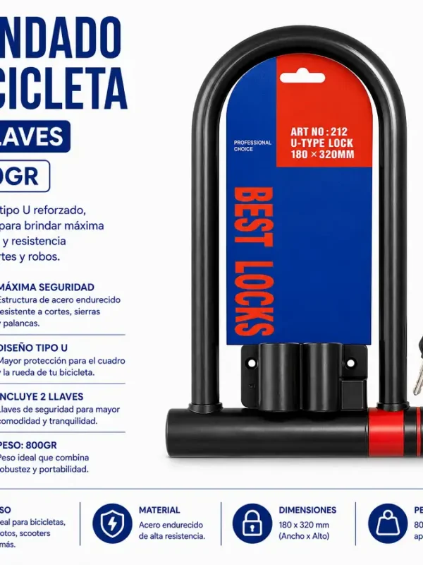 Candado P/Bicicleta 800gr 2 Llaves MX2503-3