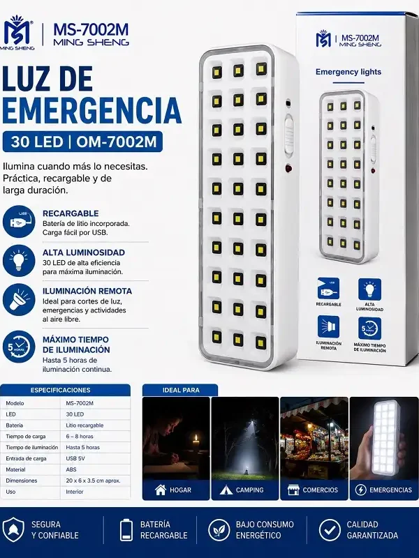 Luz de Emergencia 30 LED OM-7002M