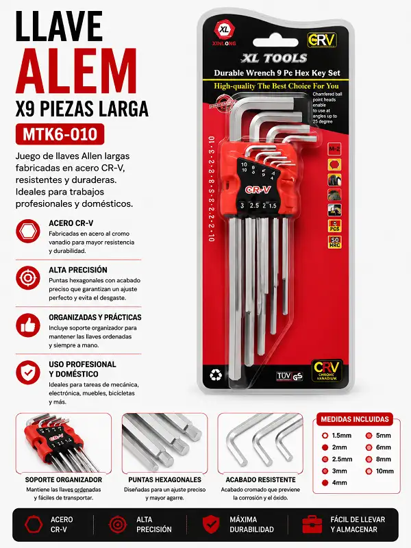 Llaves Alem X9pz Larga MTK6-010