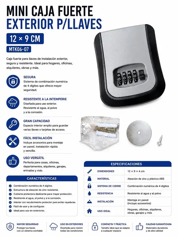 Mini Caja Fuerte Exterior P/Llaves 12*9cm MTK06-07