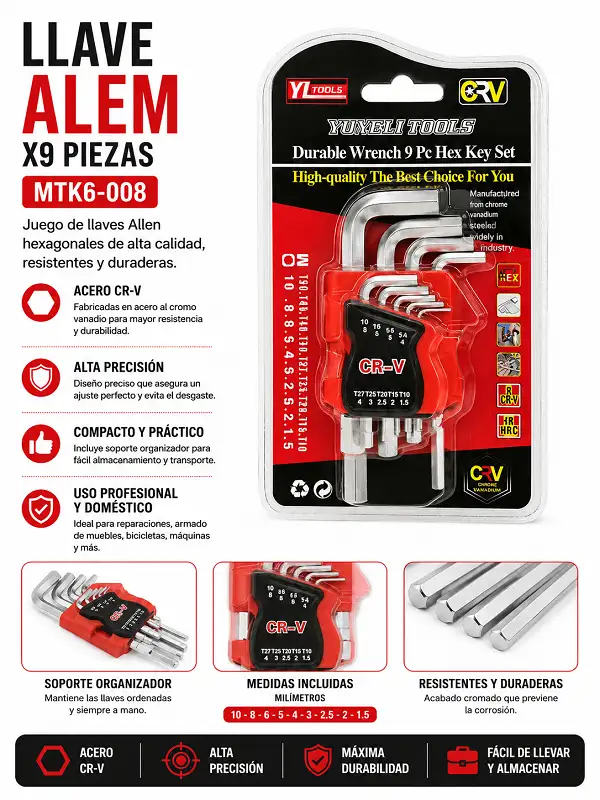 Llaves Alem X9pz Corta 239gr MTK6-008