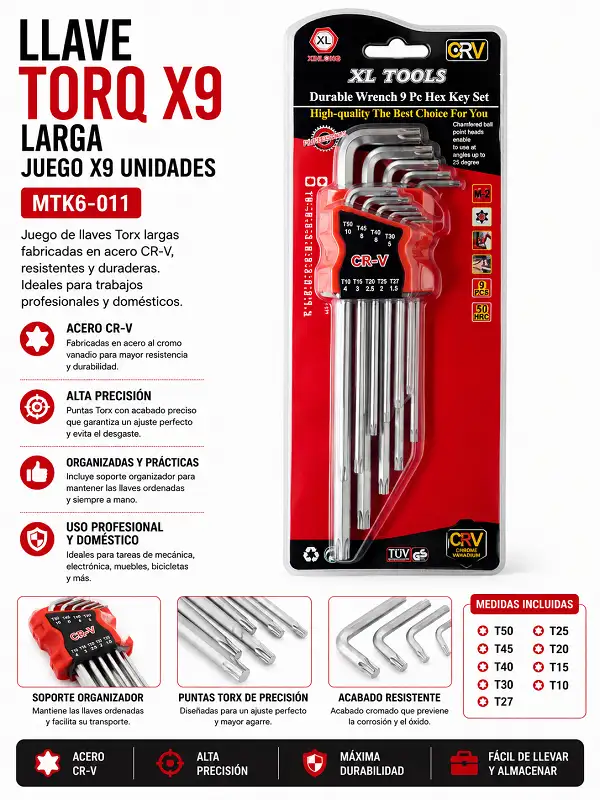 Llave Torq X9pz Larga MTK6-011
