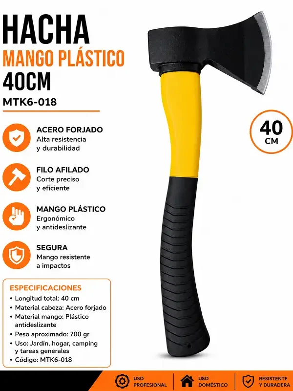 Hacha Mango Plástico 40cm MTK6-018