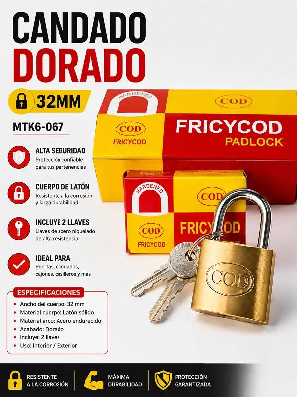 Candado Dorado 32mm MTK6-067
