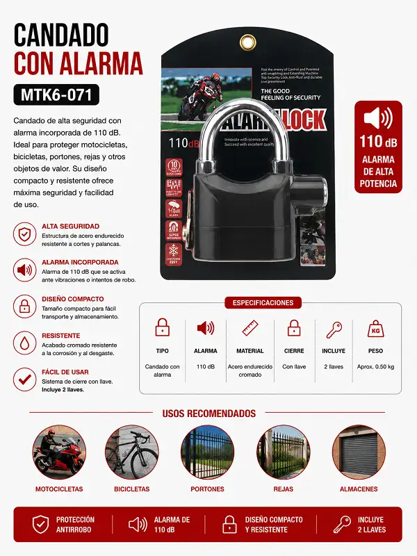 Candado C/Alarma ALARMLOCK MTK6-071