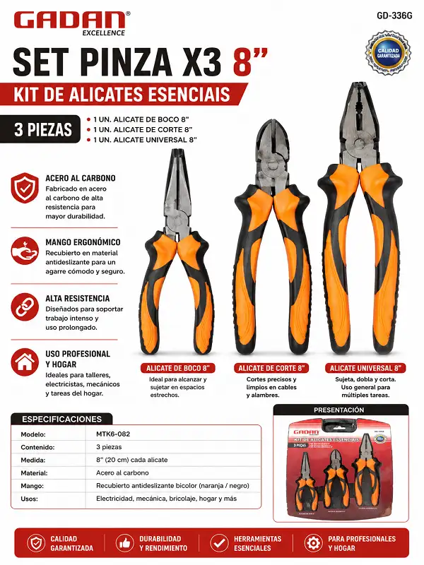 Set Pinza x3 8" MTK6-082