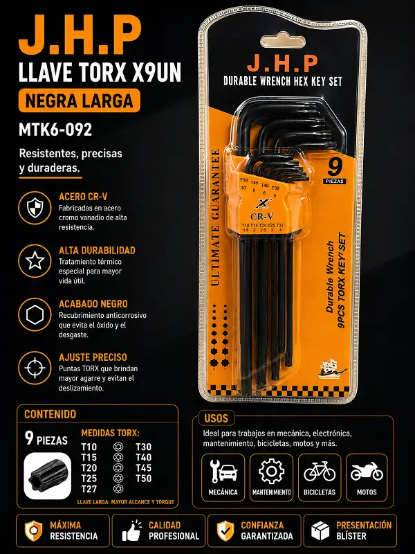 Llave Torq X9pz Negra Larga MTK6-092