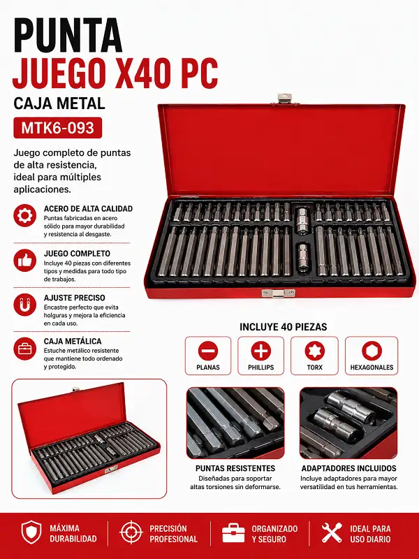 Juego Punta 40pz Caja Metal MTK6-093