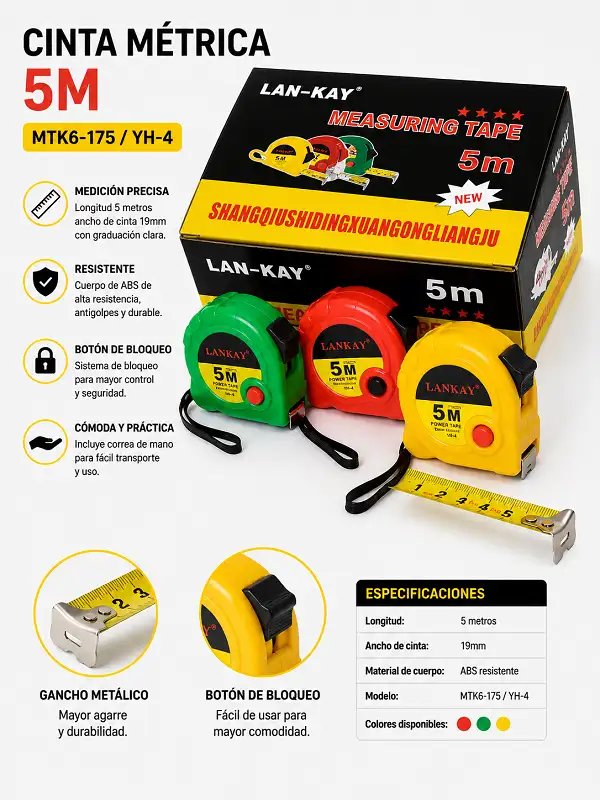 Cinta Métrica 5m MTK6-175/YH-4