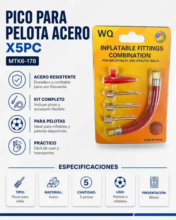 Pico P/Pelota Acero 5pzs WQ