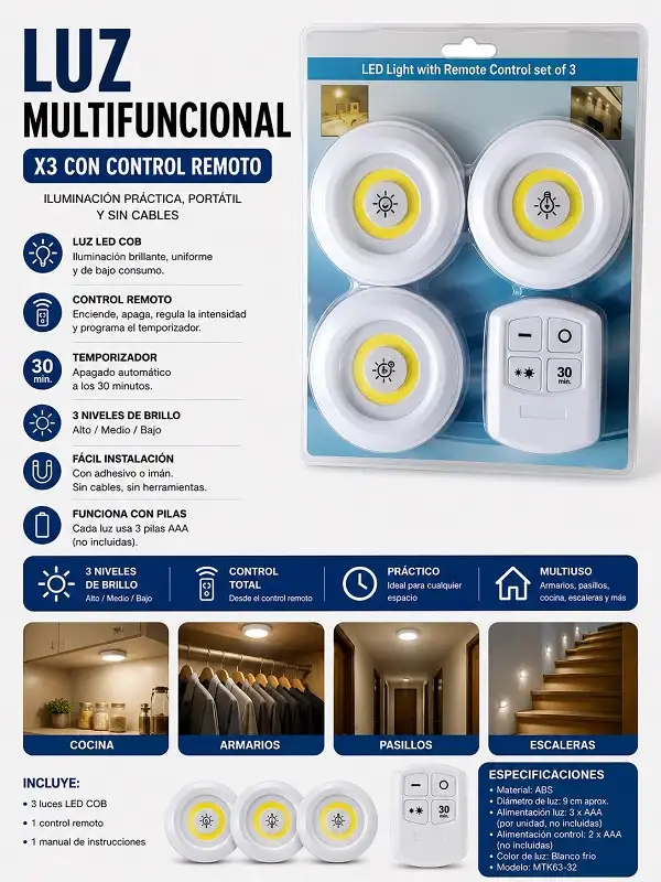 Luz Multifunción X3 C/Control MTK63-32