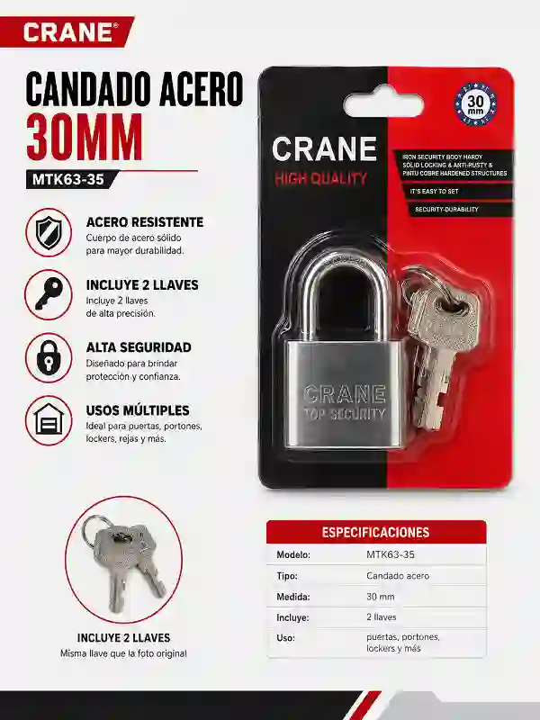 Candado Acero 30mm CRANE MTK63-35