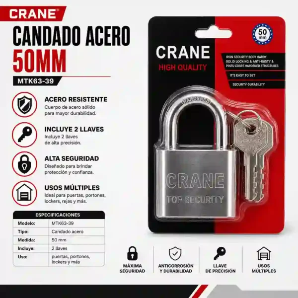 Candado Acero 50mm CRANE MTK63-37