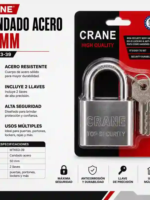 Candado Acero 50mm CRANE MTK63-37