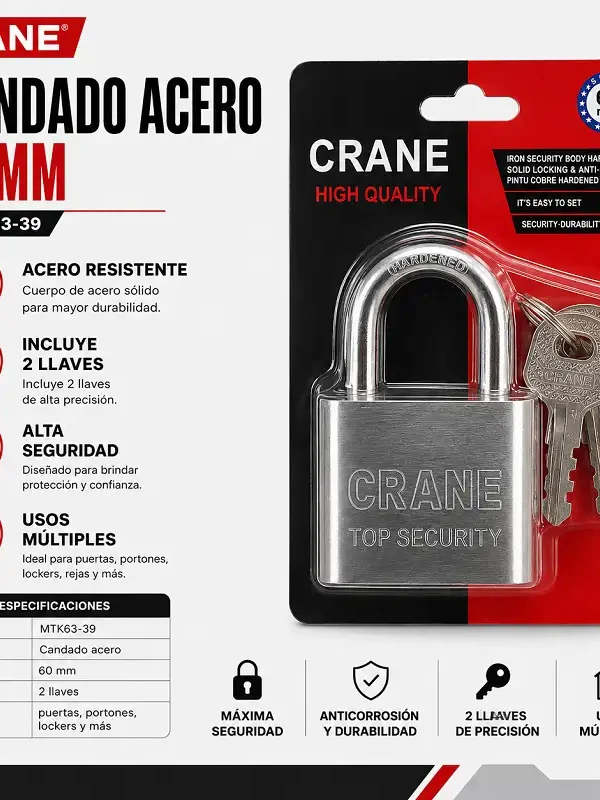 Candado Acero 60mm CRANE MTK63-39