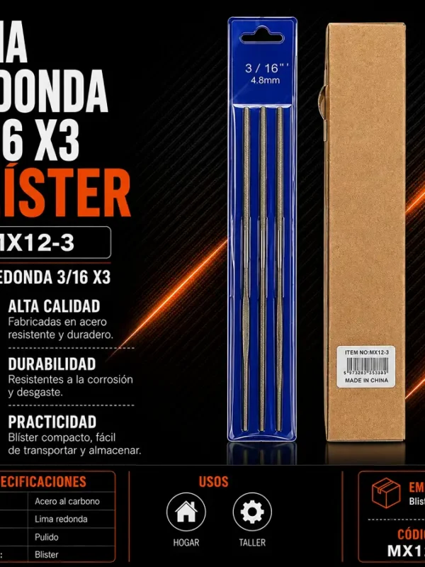 Lima Redonda 3/16 X3