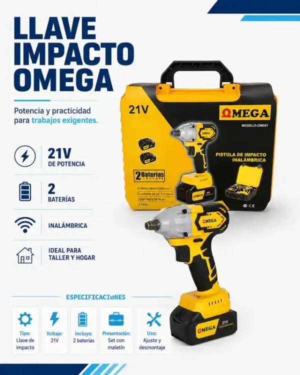 Pistola de Impacto Inalámbrica 21V Omega